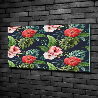 Quadro su vetro Fiori tropicali