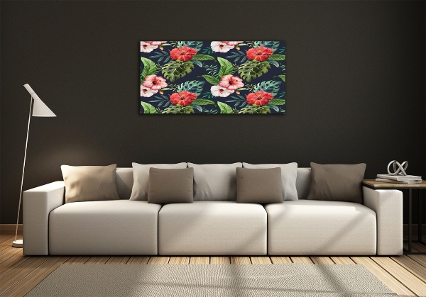 Quadro su vetro Fiori tropicali
