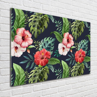 Quadro su vetro Fiori tropicali