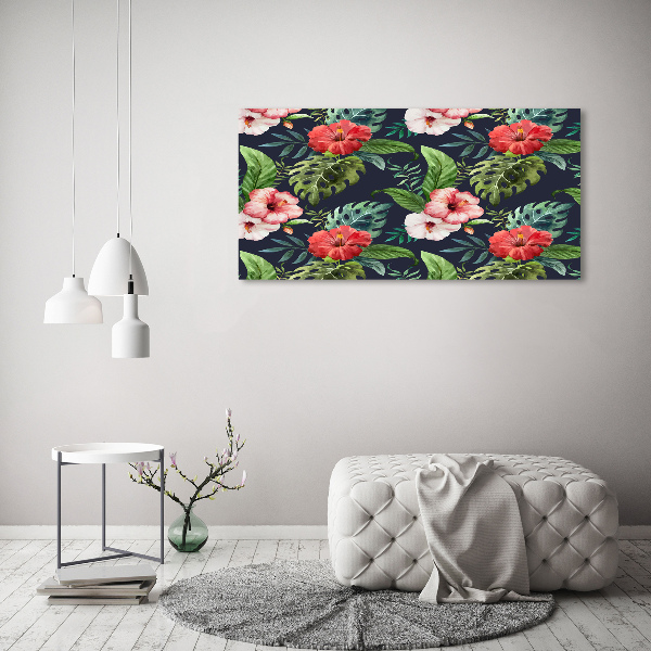 Quadro su vetro Fiori tropicali