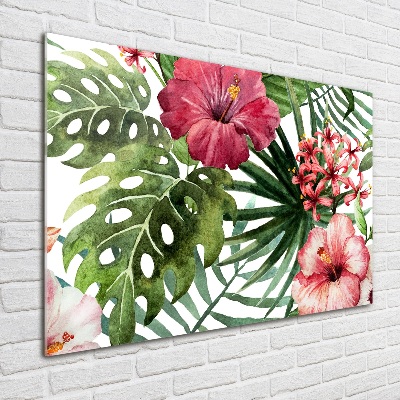 Quadro in verde Fiori tropicali