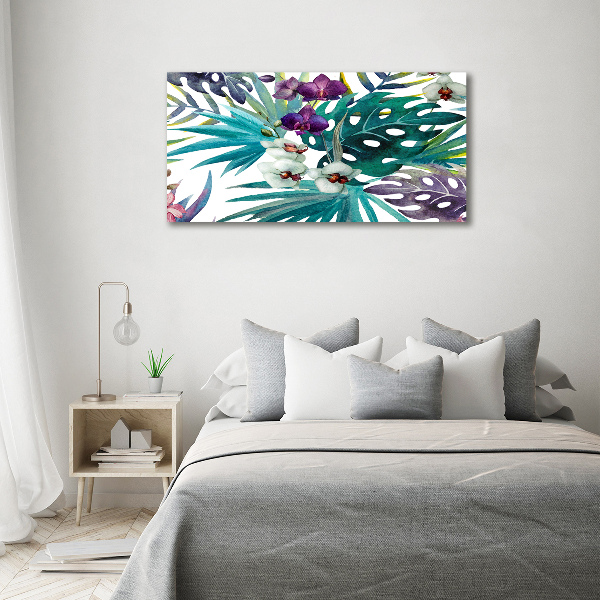 Quadro su vetro Fiori tropicali