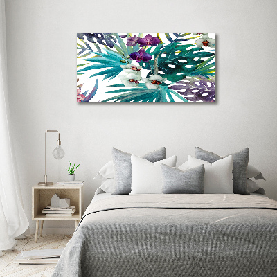 Quadro su vetro Fiori tropicali