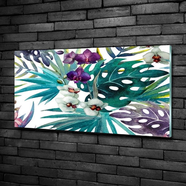 Quadro su vetro Fiori tropicali