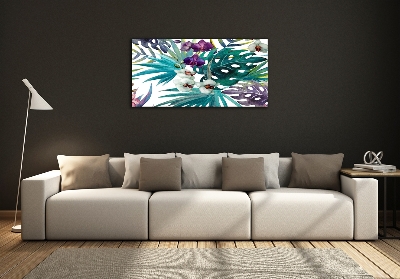 Quadro su vetro Fiori tropicali