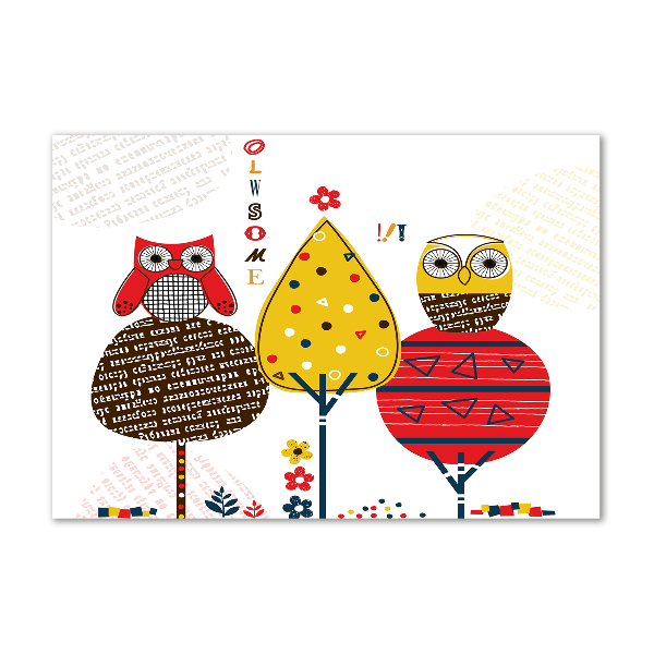 Quadro vetro Gufi su un albero