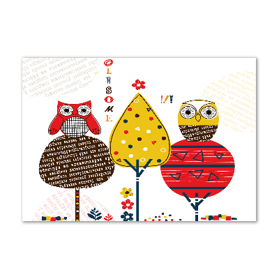 Quadro vetro Gufi su un albero