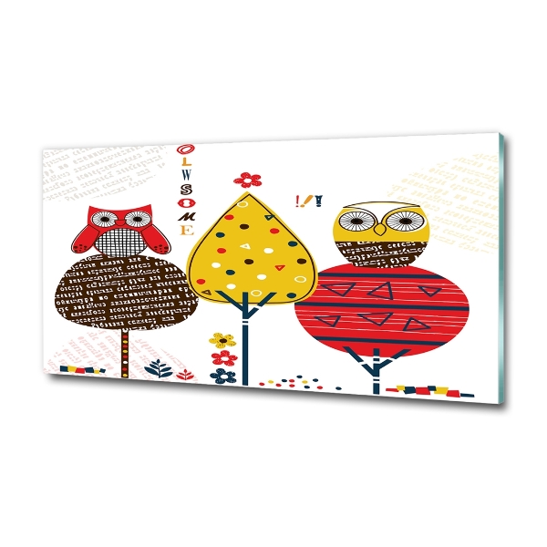 Quadro vetro Gufi su un albero