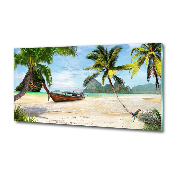 Quadro vetro Palme sulla spiaggia