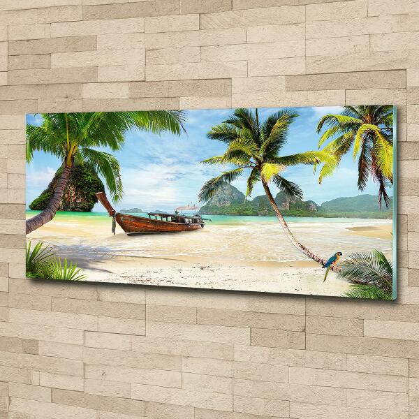 Quadro vetro Palme sulla spiaggia