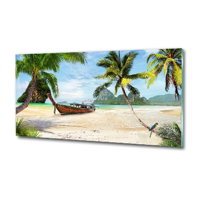 Quadro vetro Palme sulla spiaggia