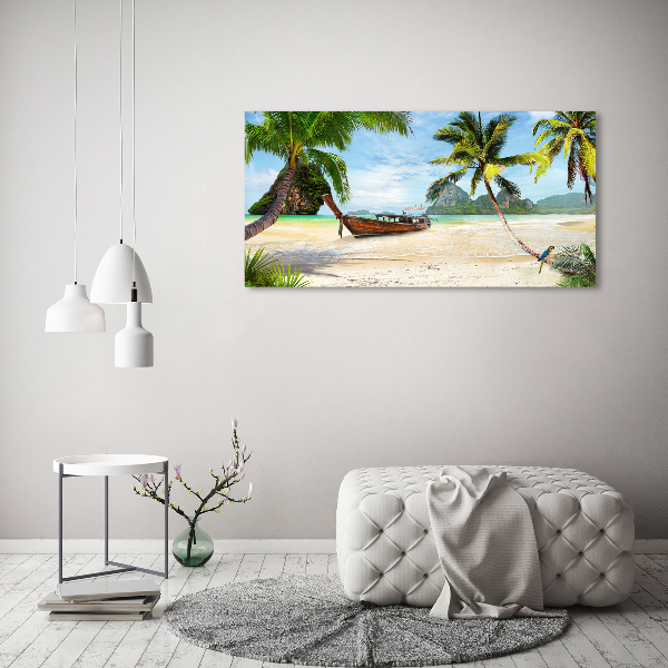 Quadro vetro Palme sulla spiaggia