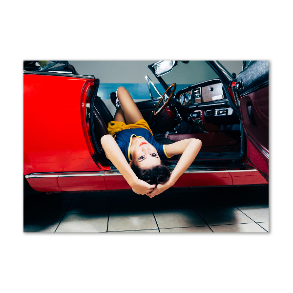 Quadro vetro Donna in macchina
