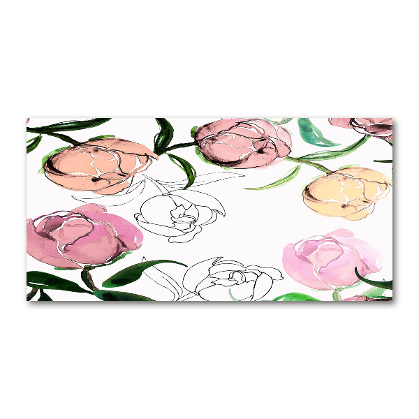 Quadro in verde Boccioli di peonia