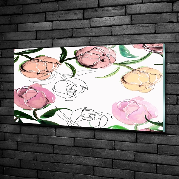 Quadro in verde Boccioli di peonia