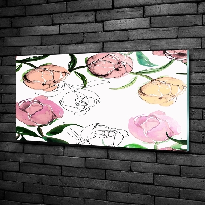 Quadro in verde Boccioli di peonia