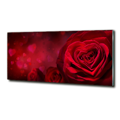 Quadro su vetro Cuore di rosa rossa