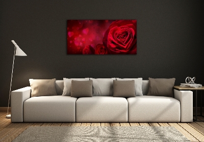 Quadro su vetro Cuore di rosa rossa