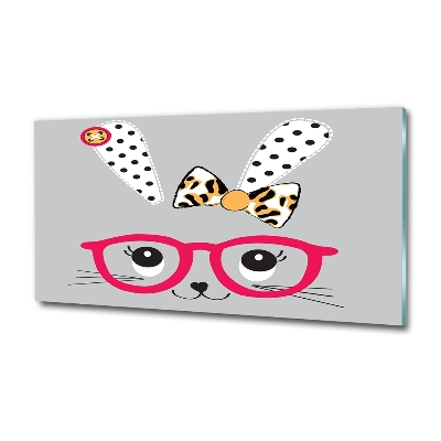 Quadro in vetro Coniglio con gli occhiali