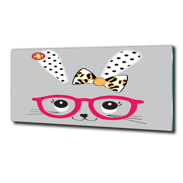 Quadro in vetro Coniglio con gli occhiali