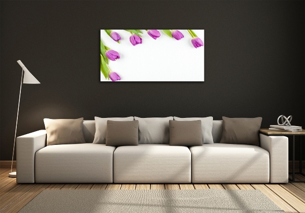 Quadro vetro Tulipani viola