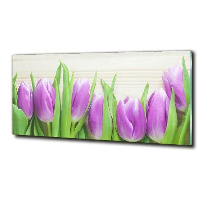 Quadro in verde Tulipani viola