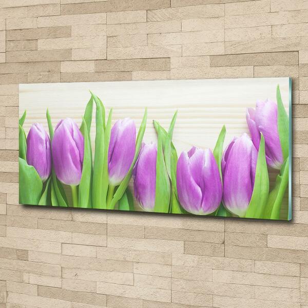 Quadro in verde Tulipani viola