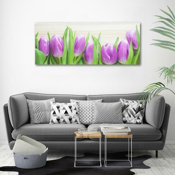 Quadro in verde Tulipani viola