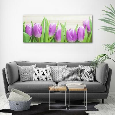 Quadro in verde Tulipani viola