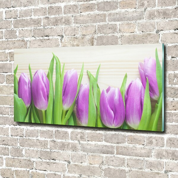 Quadro in verde Tulipani viola