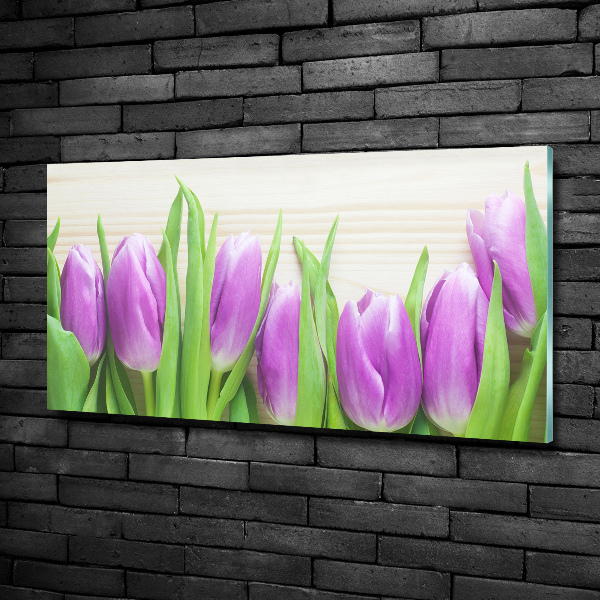 Quadro in verde Tulipani viola