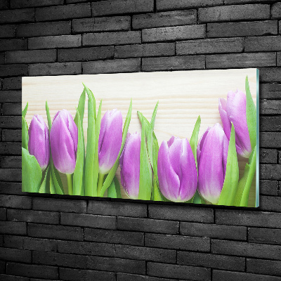 Quadro in verde Tulipani viola
