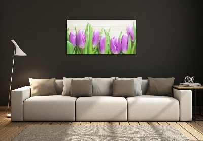 Quadro in verde Tulipani viola