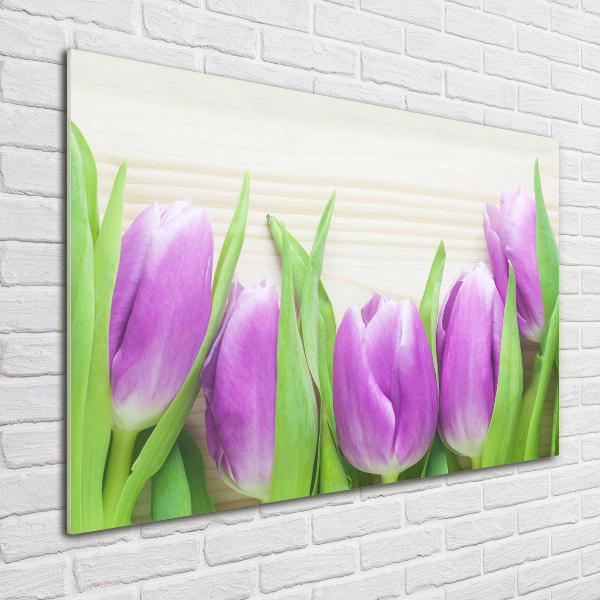 Quadro in verde Tulipani viola