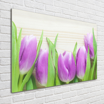 Quadro in verde Tulipani viola