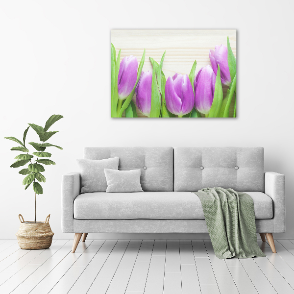 Quadro in verde Tulipani viola