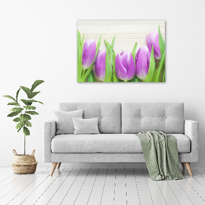Quadro in verde Tulipani viola