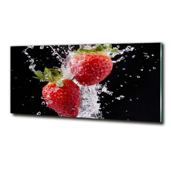 Quadro su vetro Fragole e acqua