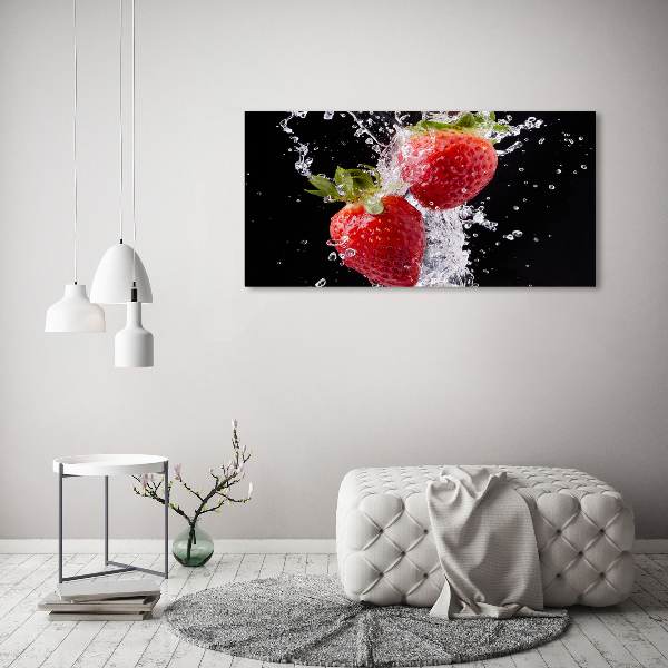 Quadro su vetro Fragole e acqua