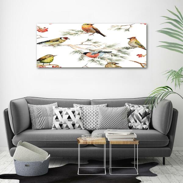 Quadro in verde Uccelli della foresta, piante