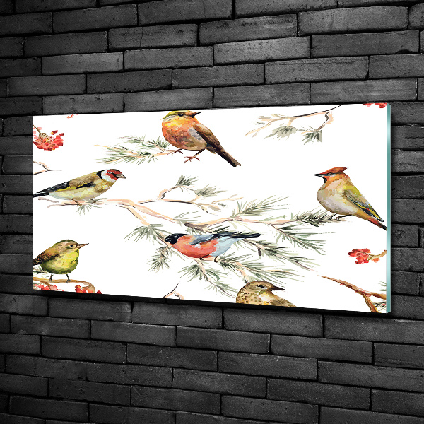 Quadro in verde Uccelli della foresta, piante