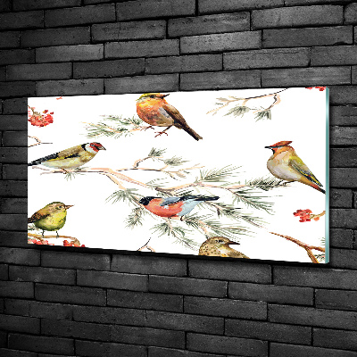 Quadro in verde Uccelli della foresta, piante