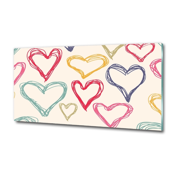 Quadro su vetro Cuori colorati