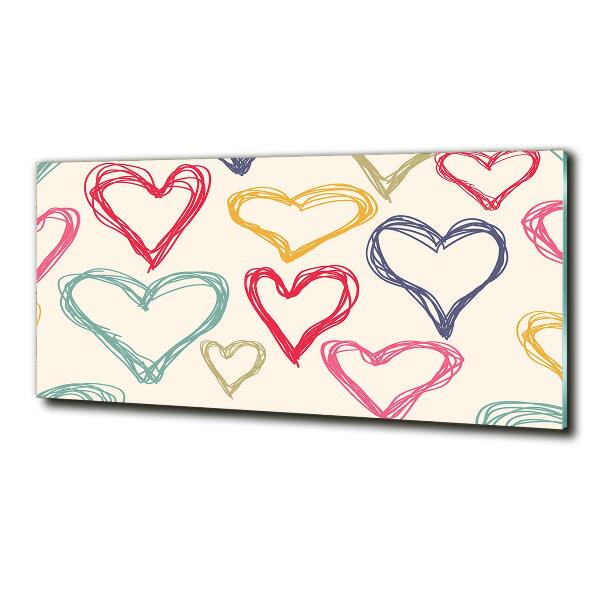 Quadro su vetro Cuori colorati