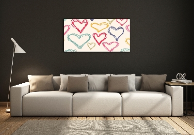 Quadro su vetro Cuori colorati