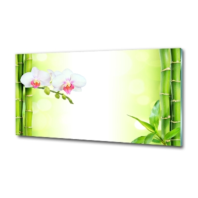 Quadro vetro Orchidea e bambù