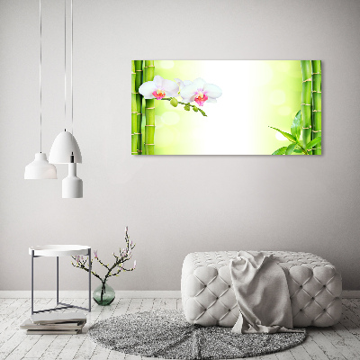 Quadro vetro Orchidea e bambù