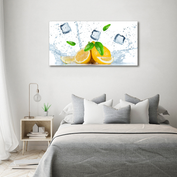 Quadro in vetro Limoni con ghiaccio