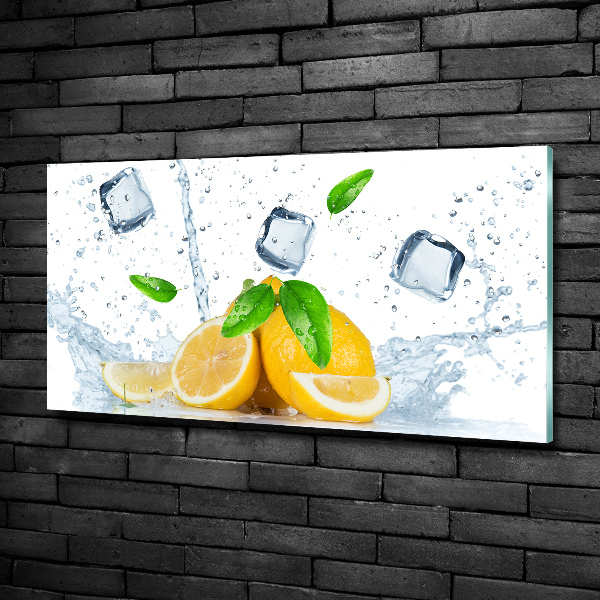 Quadro in vetro Limoni con ghiaccio