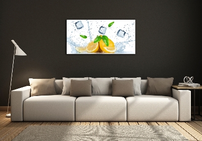 Quadro in vetro Limoni con ghiaccio